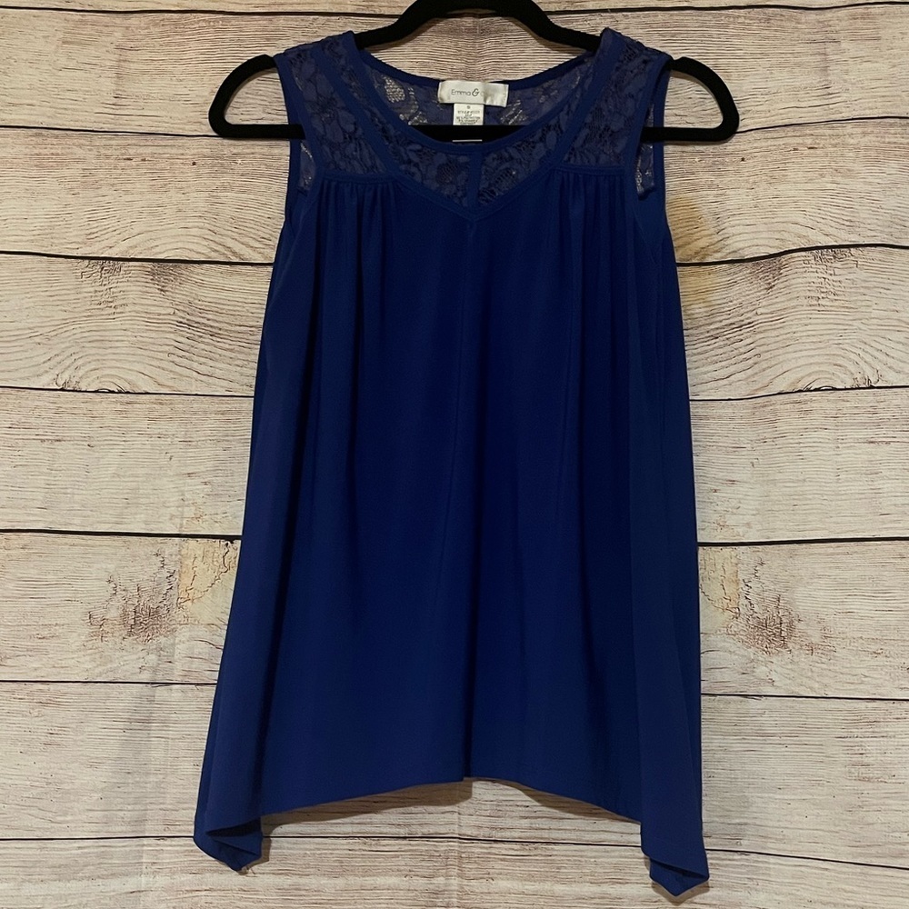 🤎3/$10 Emma & Olive Sleeveless Laced Top Size Small - Picture 4 of 8